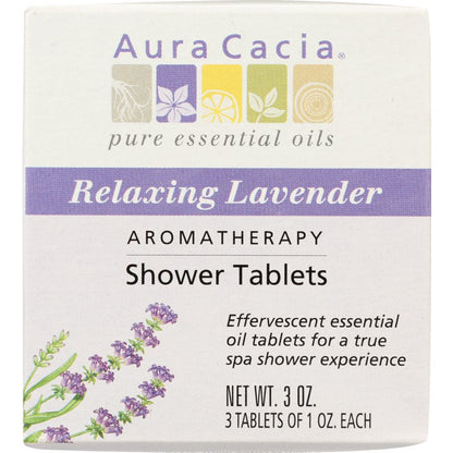 AURA CACIA: Aromatherapy Shower Tablets Relaxing Lavender 3 tablets (1 oz each), 3 oz