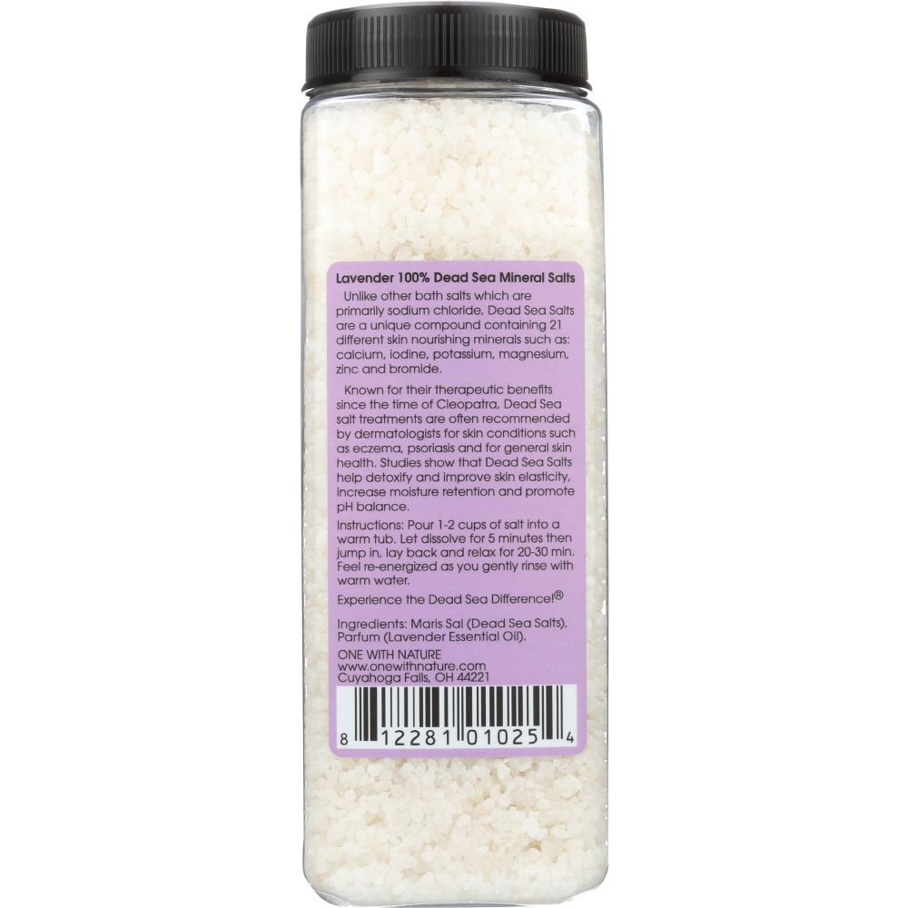 ONE WITH NATURE: Relaxing Lavender Dead Sea Mineral Bath Salt, 32 oz