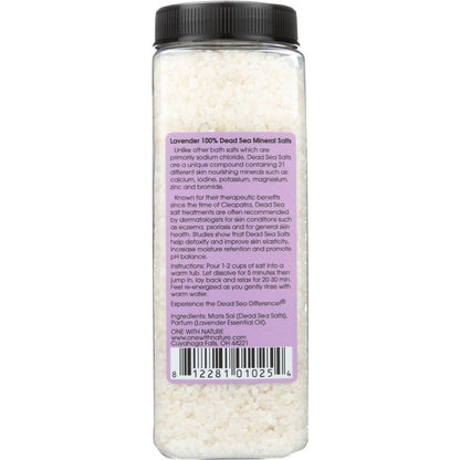 ONE WITH NATURE: Relaxing Lavender Dead Sea Mineral Bath Salt, 32 oz
