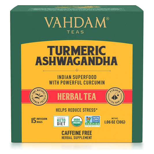VAHDAM TEAS: Turmeric Ashwagandha Herbal Tea, 1.06 oz